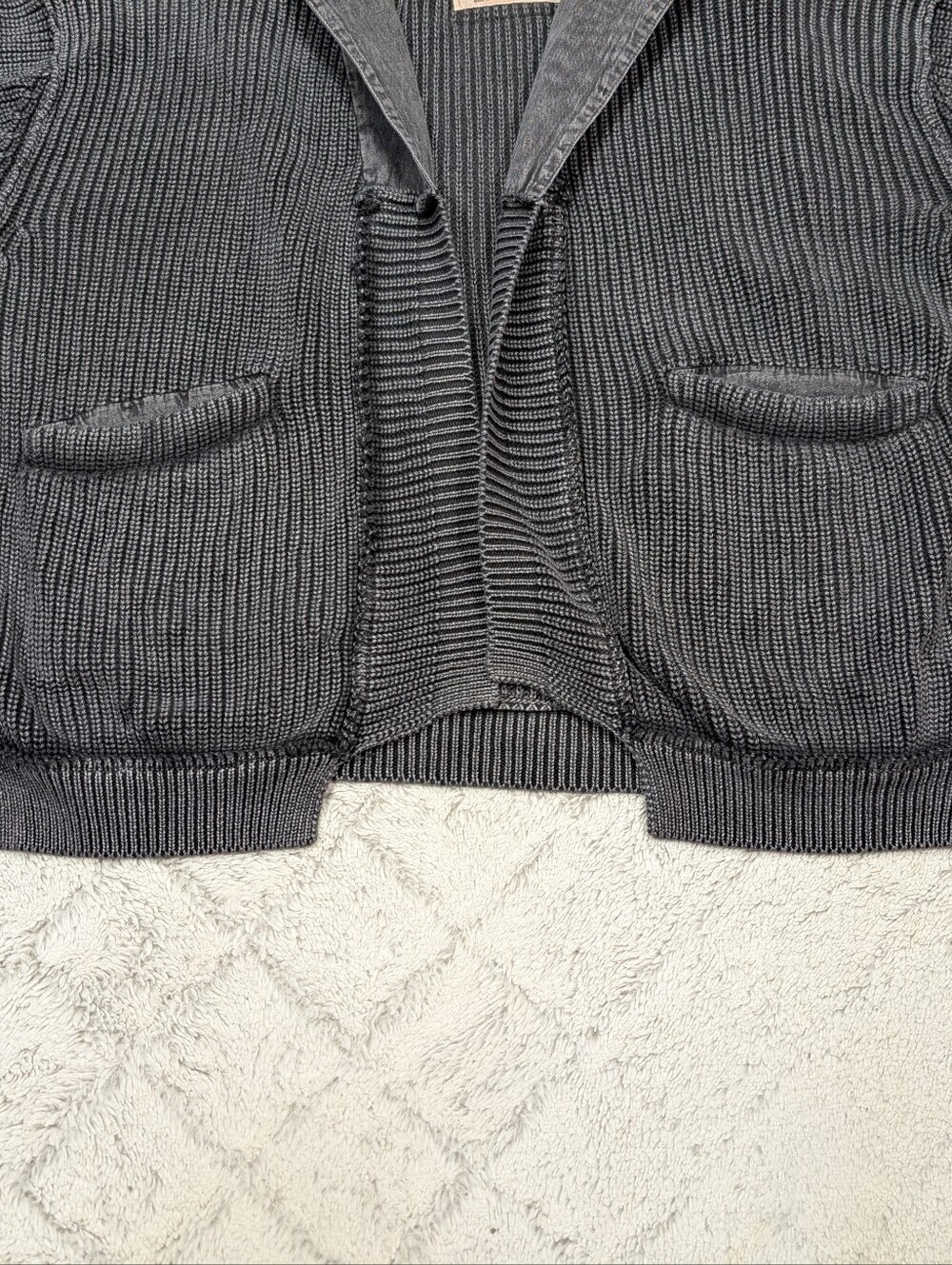 Free People Sweater Womens L Black We The Free Worn Thru Surplus Cardigan Moto - Picture 3 of 7